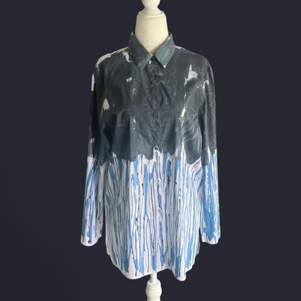 NWT Melarosa Italy Artisan Hand Painted Ramie/cotton Blend Blouse Women’s Sz L